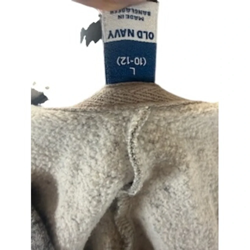 Old Navy Boys‎ Gray Zip Up Hoodie Logo Sweatshirt Size L 10-12 Heathered Fleece